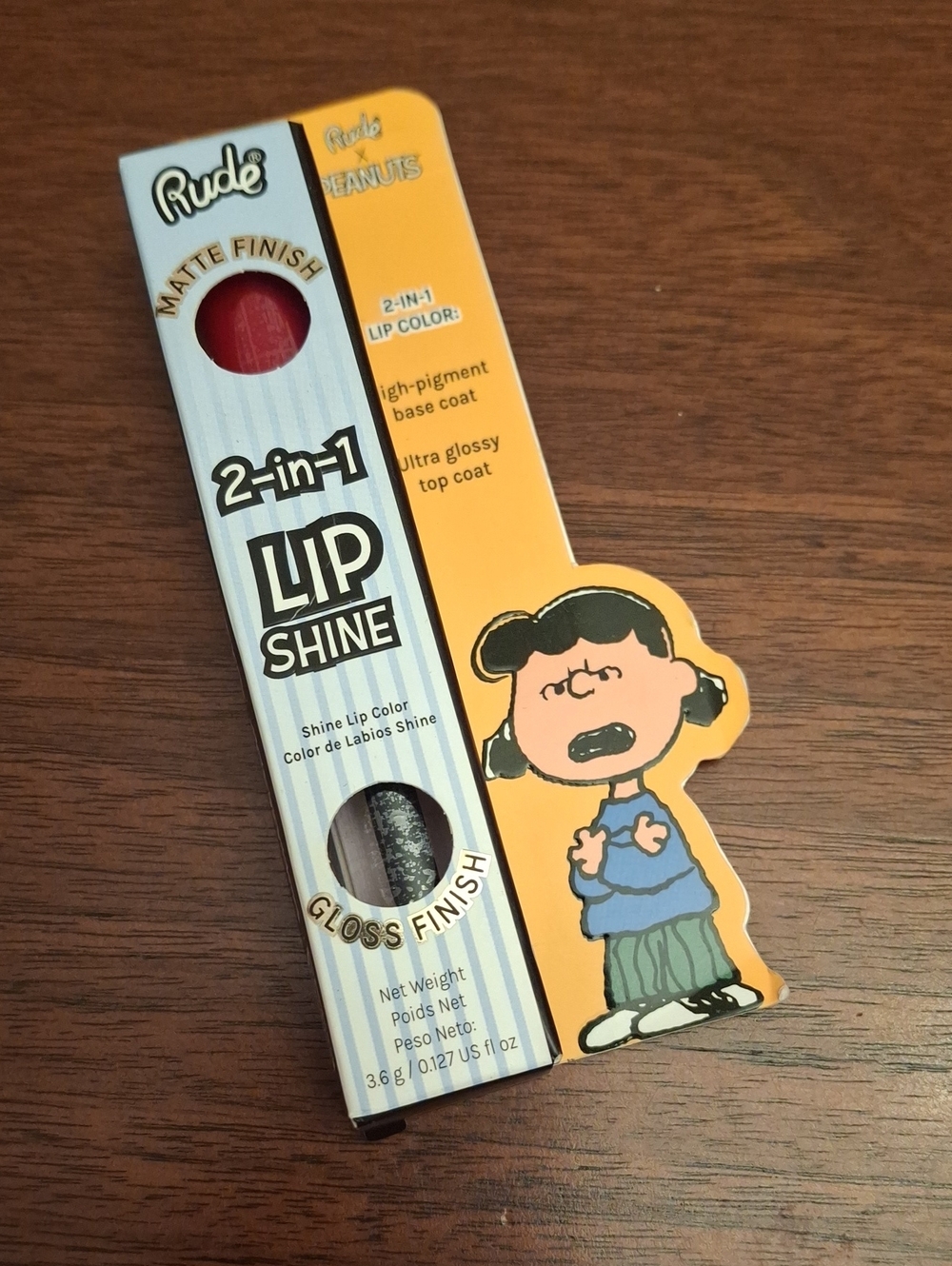 Rude LUCY 2-in-1 Lip Shine 3.6g - Crabby Red & Gloss New Sealed Box